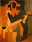 Juan Gris Canvas Paintings - Harlequin with Guitar